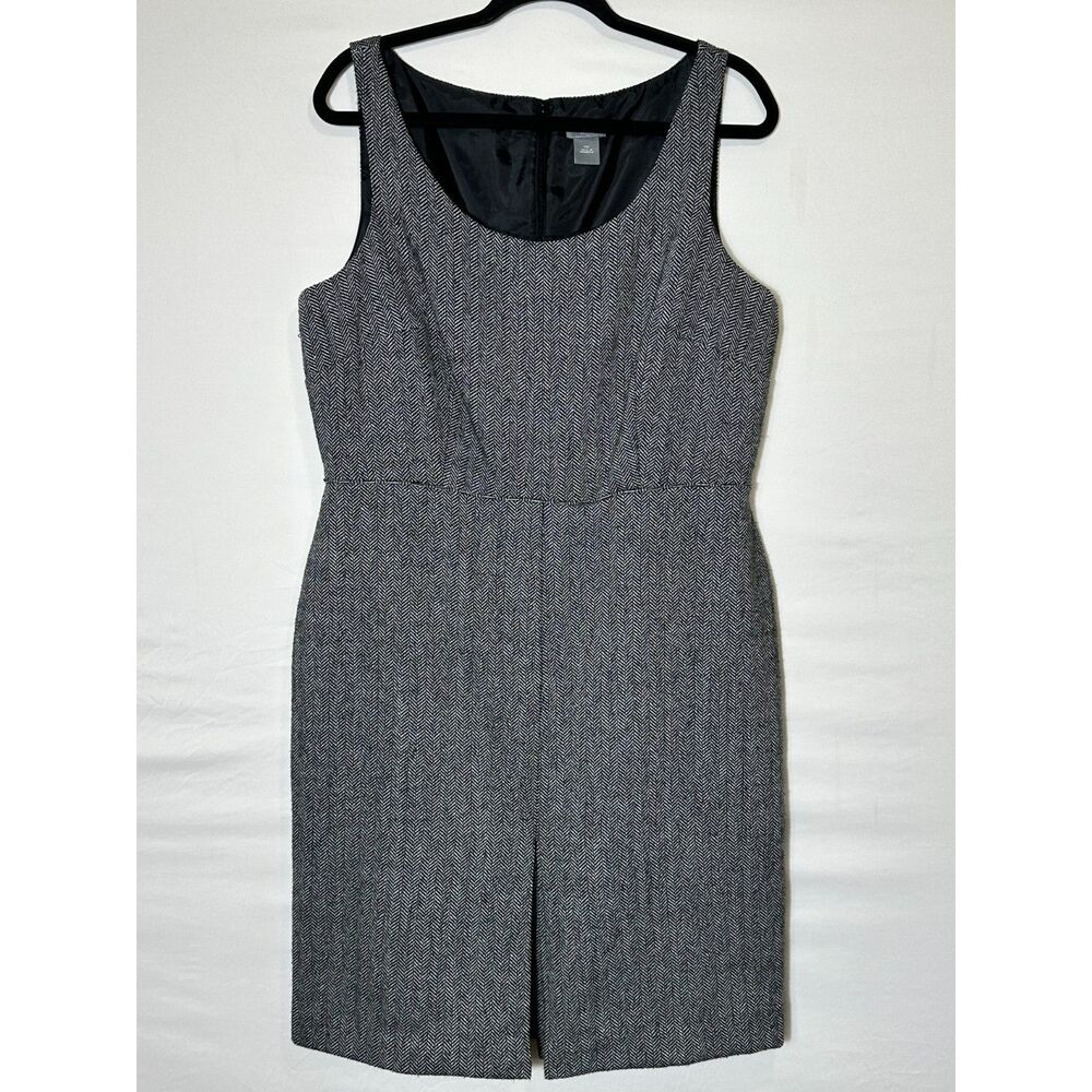 Ann Taylor Petites Scoop Neck Sleeveless Sheath Dress Size 14P Herringbone Lined